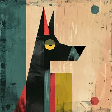 A Dog With A Blue Circle, a high resolution AI illustration