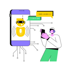 Poster - Voice-Activated Customer Support by AI abstract concept vector illustration.