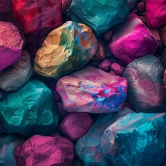 Poster - A Pile Of Colorful Rocks, a high resolution AI illustration