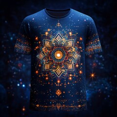 Sticker - A vibrant graphic t-shirt featuring a cosmic mandala design.