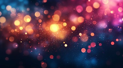 Abstract Blurred Background with Sparkling Lights and a Dark Blue Hue