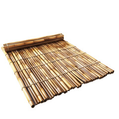 Poster - Bamboo mat partially rolled up, isolated on white background