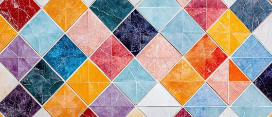 Seamless mosaic tile patterns with vibrant colors and intricate geometric shapes bringing a modern artistic touch to any setting