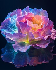 Sticker - A vibrant, iridescent flower with reflective qualities.