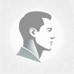 Poster - Minimalist Silhouette of a Human in Profile with Soft Gray Tones. Modern, Clean Design Concept for Professional or Corporate Use. Vector Logo Icon on White Background