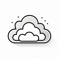 Poster - Minimalist Black Line Cloud Icon on White Background. Simplistic Outline Symbol Representing Cloud Computing, Digital Storage, or Weather Concept, with a Clean, Modern Design and Subtle Shadow