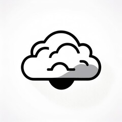 Poster - Minimalist Black Line Cloud Icon on White Background. Simplistic Outline Symbol Representing Cloud Computing, Digital Storage, or Weather Concept, with a Clean, Modern Design and Subtle Shadow