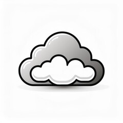Poster - Minimalist Black Line Cloud Icon on White Background. Simplistic Outline Symbol Representing Cloud Computing, Digital Storage, or Weather Concept, with a Clean, Modern Design and Subtle Shadow