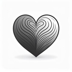 Poster - Monochrome Layered Heart: Gradient Lines Forming a Concentric Love Shape with Elegant Symmetry and Depth in Black and Gray Tones. Vector Logo Icon on White Background
