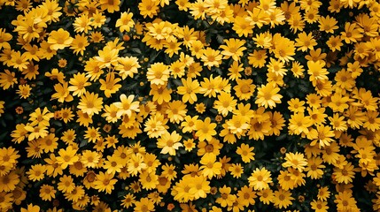 Wall Mural - Wall of bright yellow flowers, densely packed with vivid blooms creating a radiant and cheerful background