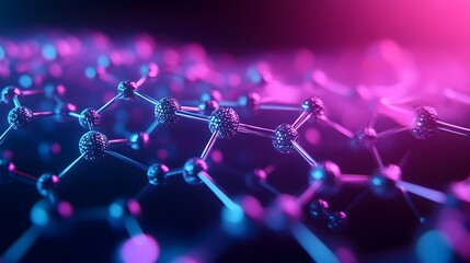 Representation of Graphene's Atomic Structure with Futuristic Neon Accents