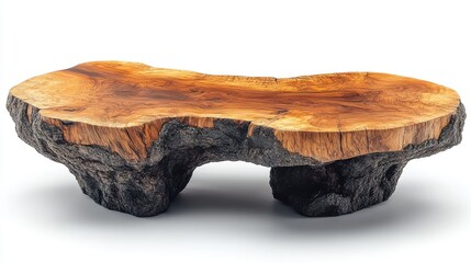 Poster - A rustic wooden coffee table with a live edge design, displayed on a clean white background