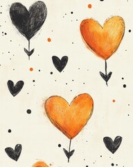 Poster - A whimsical pattern of heart-shaped balloons in various colors.