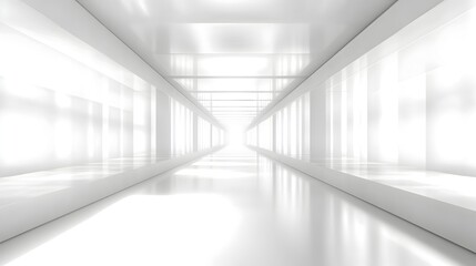 Canvas Print - Futuristic White Minimalist Architectural Tunnel with Geometric Lines