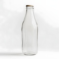 Wall Mural - 94. A classic glass milk bottle with a cap isolated on a clean white background