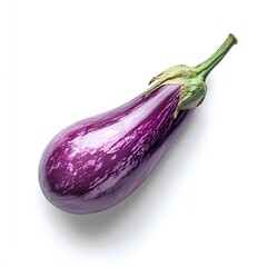 Wall Mural - 64. A vibrant purple eggplant isolated on a clean white background