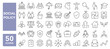 © M Design - Set of 50 line icons related to social policy, equal, care, justice, legislative, legal, services, government, protection, education, healthcare, safety, support, Editable stroke. Vector illustration