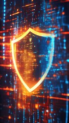 Aufkleber - Luminous shield depicting online security measures. Focus on internet safety and secure data exchange.