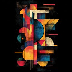 Poster - Abstract geometric artwork with vibrant colors and shapes.