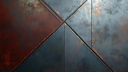 Poster - A metal surface with a red and black pattern. The surface is made of metal and has a rustic look