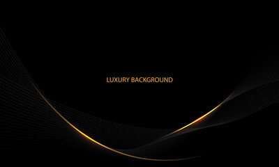 Poster - Abstract black gold line dynamic luxury curve smooth design modern premium elegant background vector