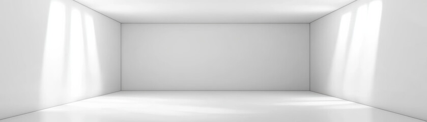 Poster - Minimalistic empty white room with natural light shining through. Clean and spacious interior perfect for design presentations or visualization.