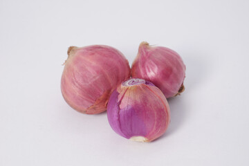 fresh red onion on white background