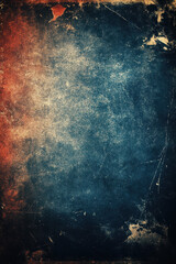Poster - Vintage grunge textured background with red and blue colors, distressed and weathered look, ideal for retro designs and creative projects.