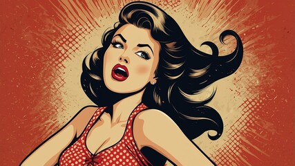 Wall Mural - beautiful gasping pin up girl vector illustration background