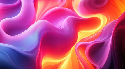 Poster - A vibrant abstract background with flowing, colorful waves blending seamlessly in shades of pink, purple, and orange, creating a dynamic and energetic feel.