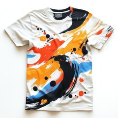 Sticker - Colorful abstract design on a white t-shirt.