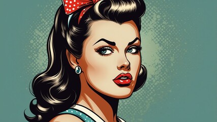 Wall Mural - beautiful pouting pin up girl vector illustration background