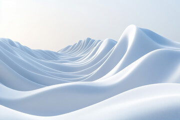 Poster - Beautiful abstract landscape featuring smooth, white, undulating waves resembling snow or fabric, creating a tranquil and serene atmosphere.