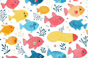 Seamless pattern with colorful fish.