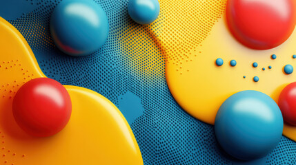 Poster - Colorful abstract  shapes with vibrant blue, yellow, and red tones and textured patterns for modern design backgrounds.