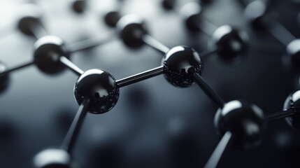 Poster - A close-up image of a molecular structure with metallic spheres connected by rods, illustrating advanced nanotechnology and chemistry concepts.