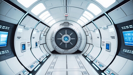 Poster - Futuristic white interior of a laboratory or spaceship