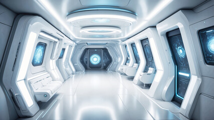Poster - Futuristic white interior of a laboratory or spaceship