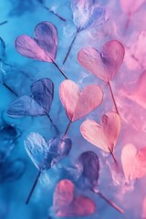 Canvas Print - Colorful hearts floating in a dreamy, soft background.