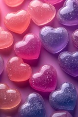 Poster - Colorful heart-shaped gelatin candies arranged aesthetically.