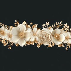 Wall Mural - Golden Floral Border.