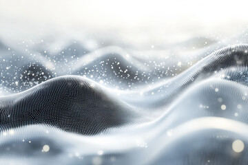 Poster - Abstract digital wave pattern with sparkling particles, creating a sense of futuristic motion and dynamic energy. Perfect for tech-themed visuals.