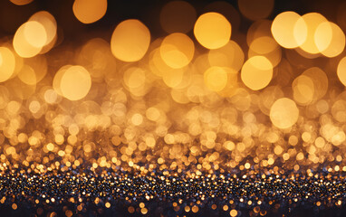Poster - Golden bokeh lights creating a festive and dreamy background, perfect for celebrations, holiday themes, and artistic projects.