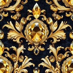 Canvas Print - Golden Baroque Pattern.