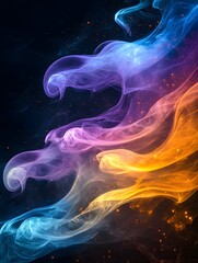 Wall Mural - Abstract Smoke Swirls with Colorful Lights