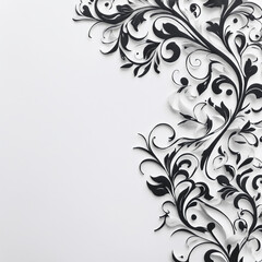 Sticker - White paper background with black flourishes and copy space