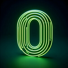 Wall Mural - 3d green neon 0 number