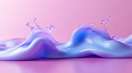 Poster - Abstract flowing liquid art with pastel colors, featuring waves and splashes. Perfect for creative designs and modern backgrounds.