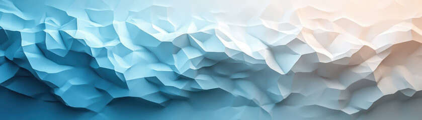 Wall Mural - Abstract low-poly geometric background with blue and white gradient hues, creating a modern, artistic texture.