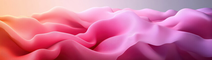 Poster - Flowing pink and purple fabric waves create a serene and abstract background, showcasing softness and elegance with gentle light effects.